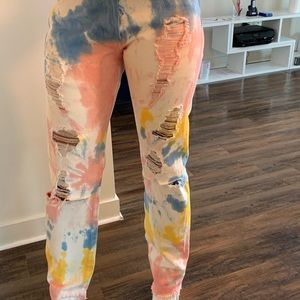 Custom hand distressed denim